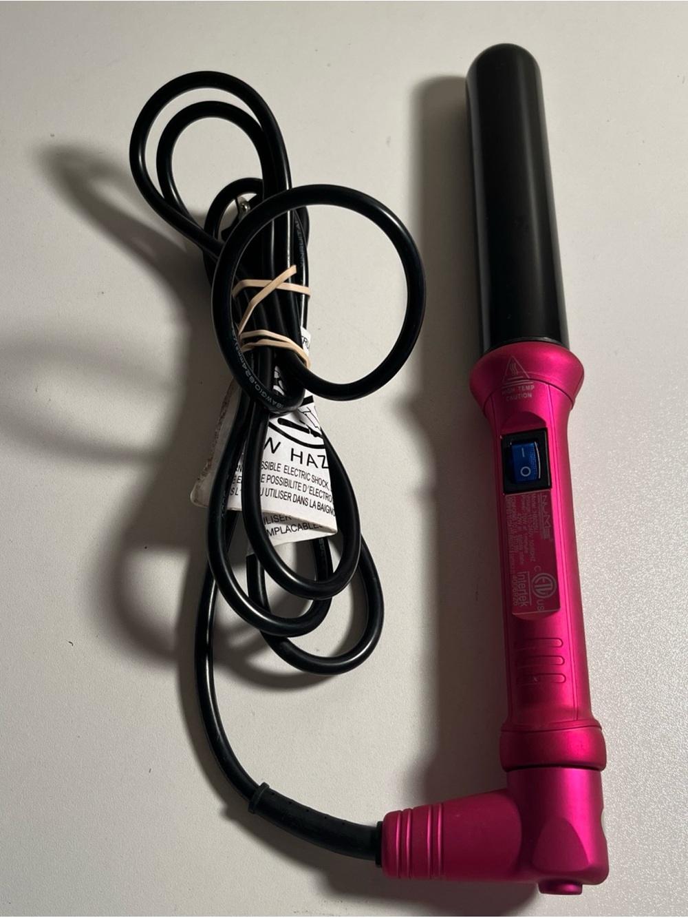 NuMe Classic Curling Wand Pink Ceramic 1 Inch 25mm Barrell Styling Wand HBO25U